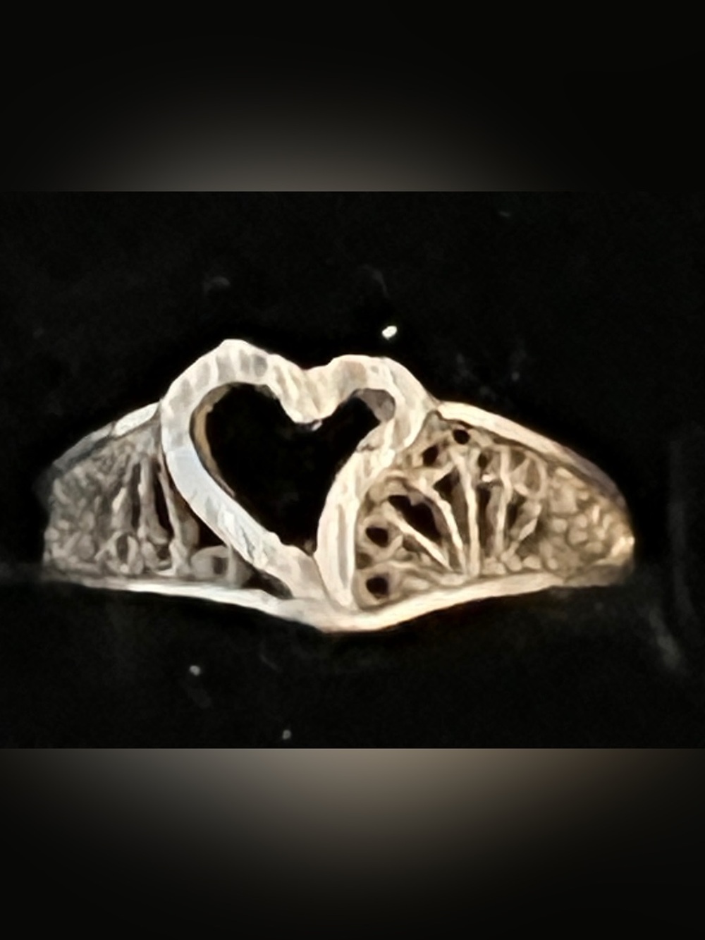 14k gold Antique Filigree Heart Ring sz 5
